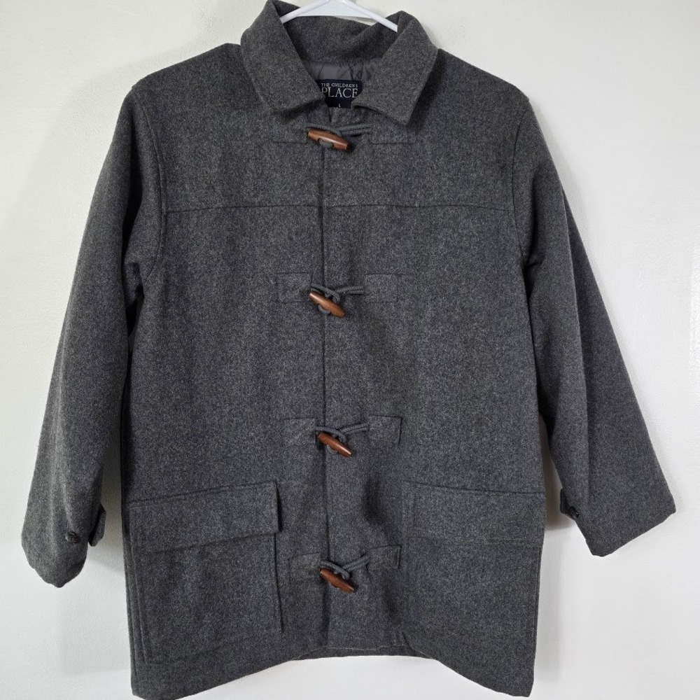 Childrens Place Kids Charcoal Grey‎ Duffle Coat Boys Size L 10 12 Toggle Classic